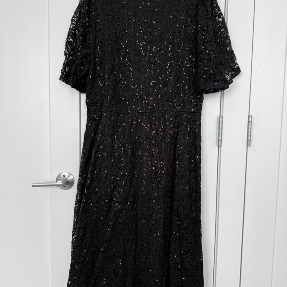 Starry Sequin Lace Fit & Flare Cocktail Dress (Onyx, 1X) - Picture 4 of 5